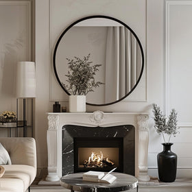 Sunniry wall-mount round mirror ideal for living rooms, entryways, and hallways.