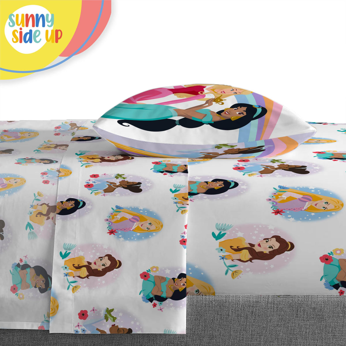 Sunny Side Up flat sheet with coordinating design for layered sleep.