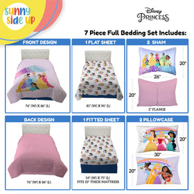 Sunny Side Up Disney Princess flat sheet image with vibrant colors for playful decor.