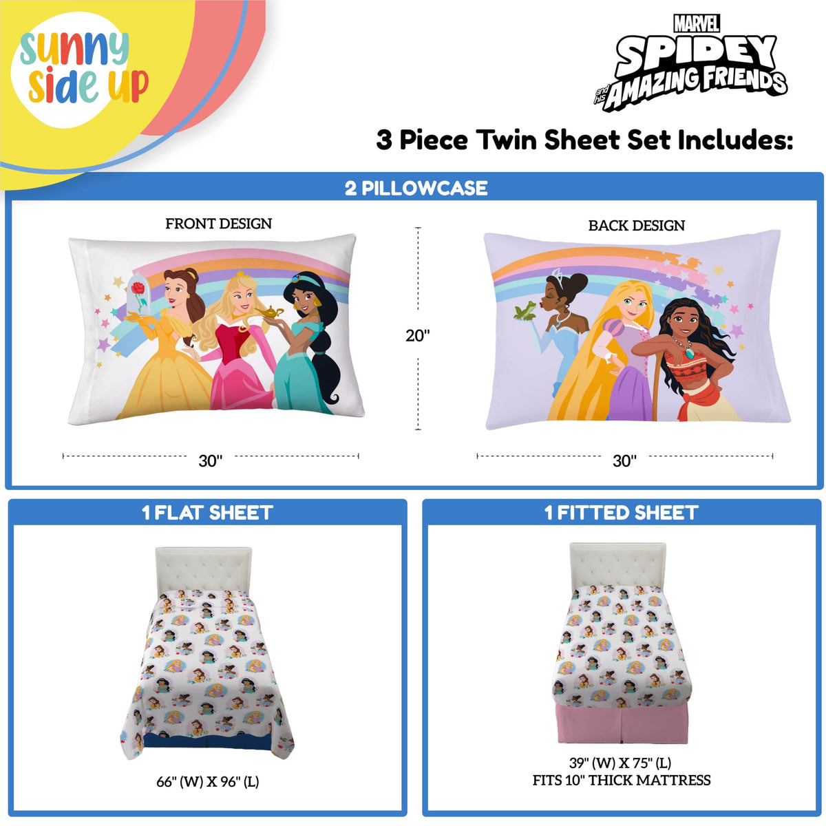 Sunny Side Up Disney Princess pillow cover featuring Moana for comfy pillow support and cute bedtime flair