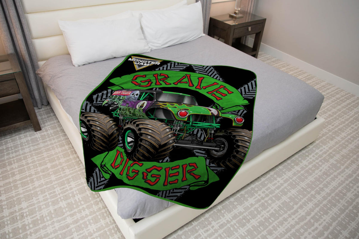 Sunny Side Up Monster Jam throw design adds color to beds.