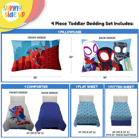 Sunny Side Up Spiderman fitted sheet top view with deep 10 inch pockets