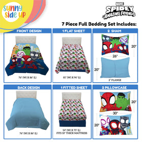 Sunny Side Up Spidey & Friends flat sheet with bright characters for playful bedmaking