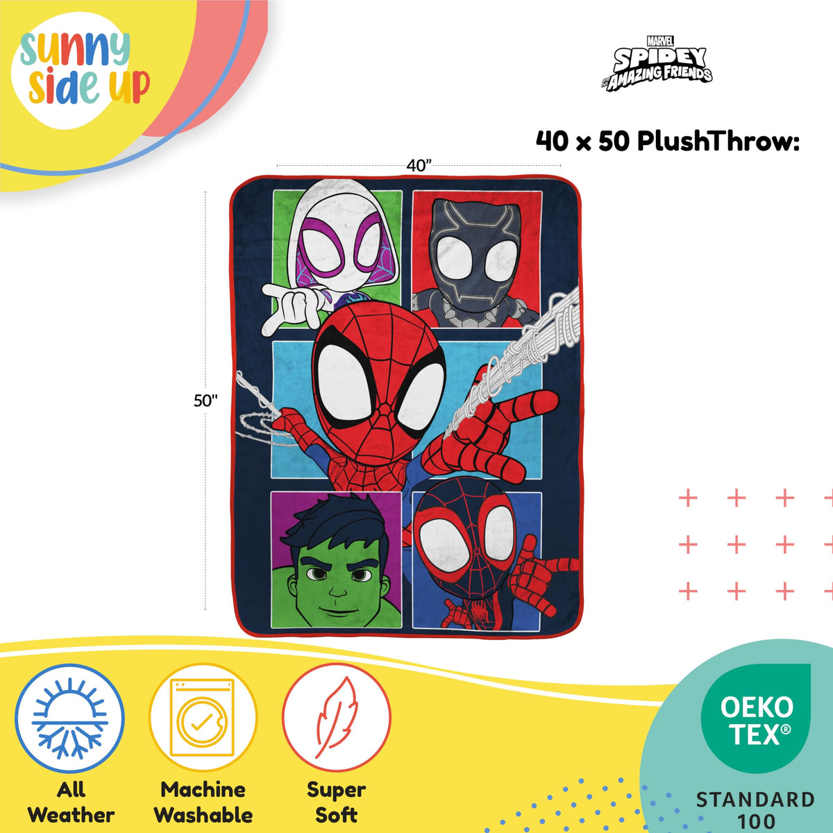 Sunny Side Up Spidey Friends travel blanket folded for compact packing