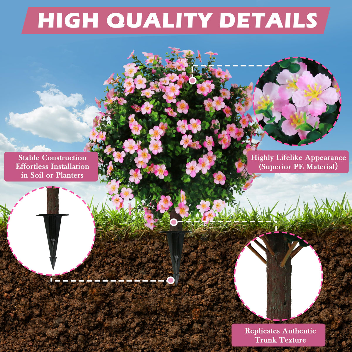 Sunnyglade ground spike attachment shown for easy pot or garden installation
