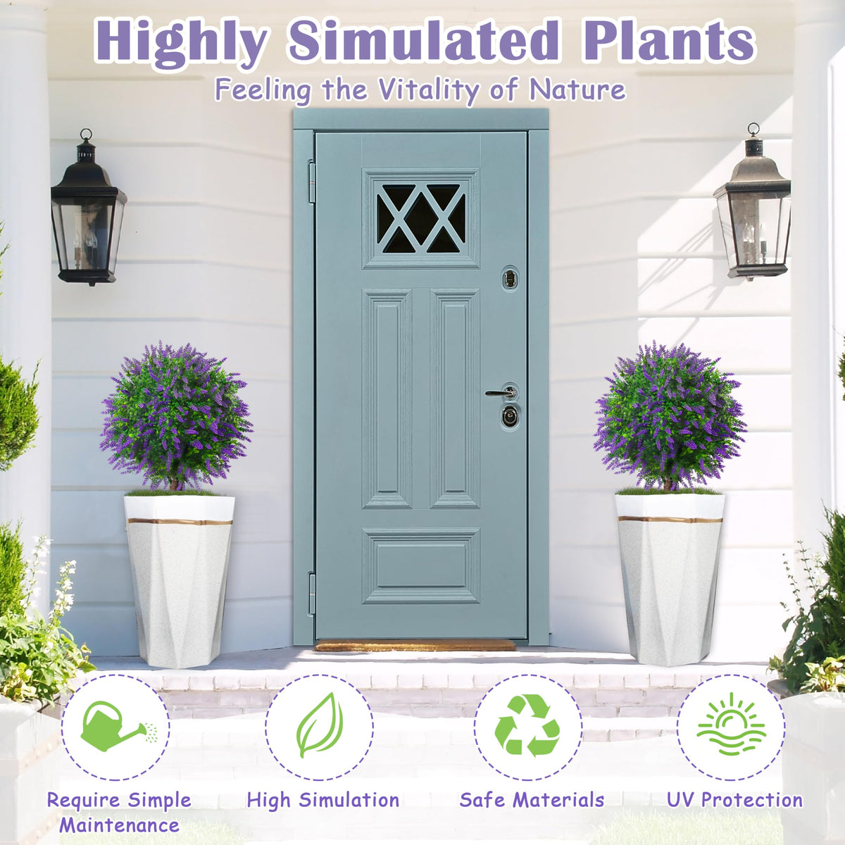 Sunnyglade lavender topiary ball tree stem detail highlights lifelike texture and sturdy build