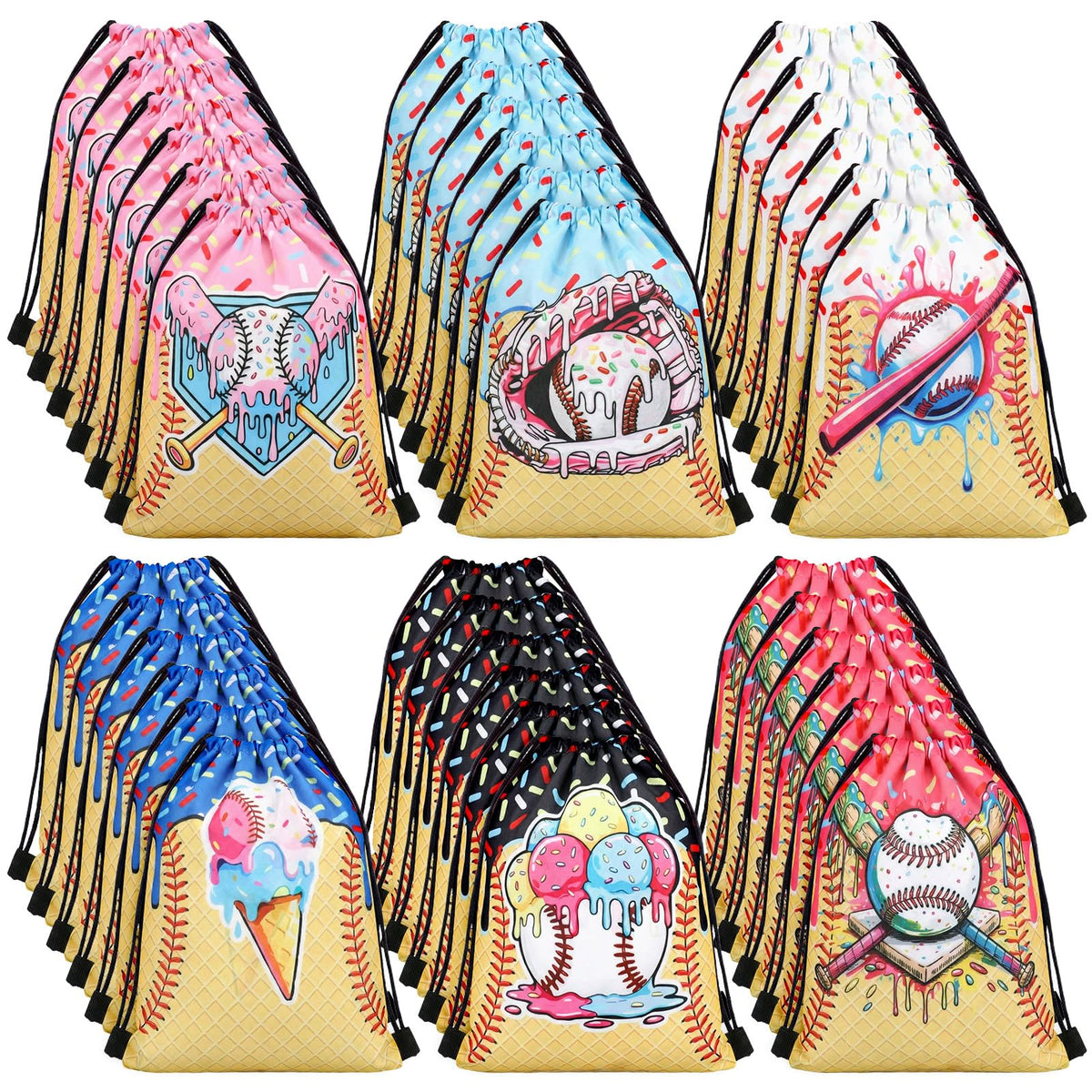 Sunnymove ice cream drip baseball bag 7x10 with handle, ideal for party favors
