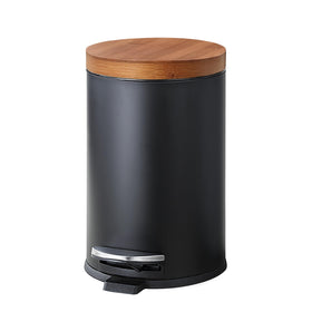 SunnyPoint Elite bamboo lid round trash can with removable inner bucket
