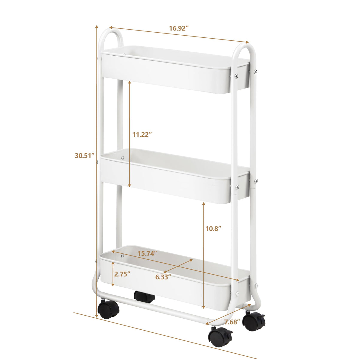 SunnyPoint Slim Rolling Cart between washer and dryer demonstrates space-saving organization.