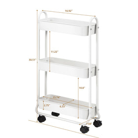 SunnyPoint Slim Rolling Cart between washer and dryer demonstrates space-saving organization.