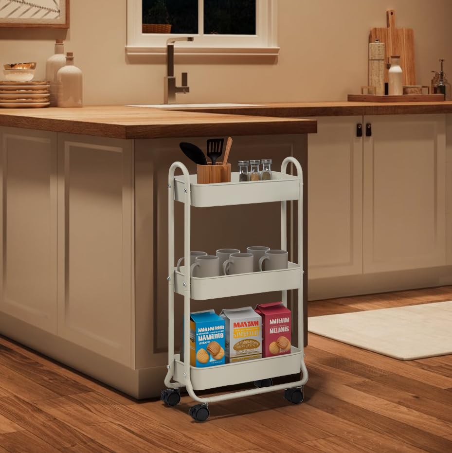 SunnyPoint Slim Rolling Cart close-up steel frame highlighting quality for damp areas.