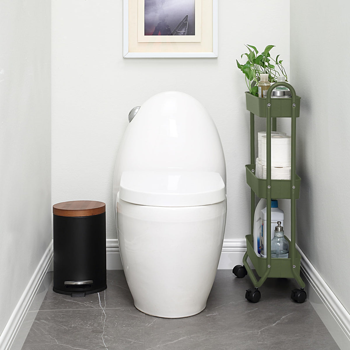 SunnyPoint Slim Rolling Cart in kitchen adds flexible storage for essentials