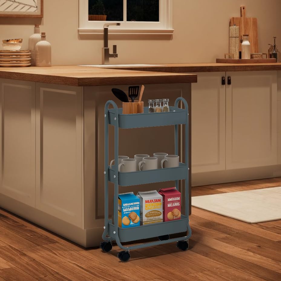 SunnyPoint slim cart fits narrow gaps between toilet and sink for extra storage.