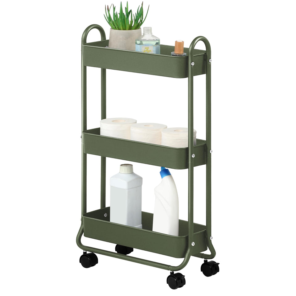 SunnyPoint Slim Rolling Cart side view shows compact design for tight bathroom spaces