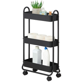 SunnyPoint Slim Rolling Storage Cart in a 3-tier layout for compact bathroom organization.