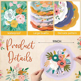 Sunnyray floral disposable plates 100-pack simplify cleanup after gatherings.