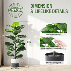 Suntee faux fiddle leaf fig leaves with visible veins add lifelike texture.