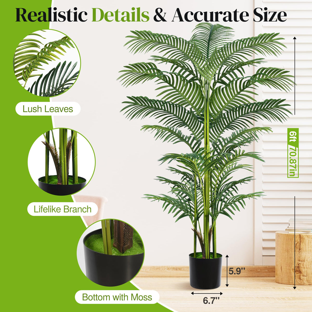 Suntee palm leaves detail shows lifelike texture for tropical ambiance.
