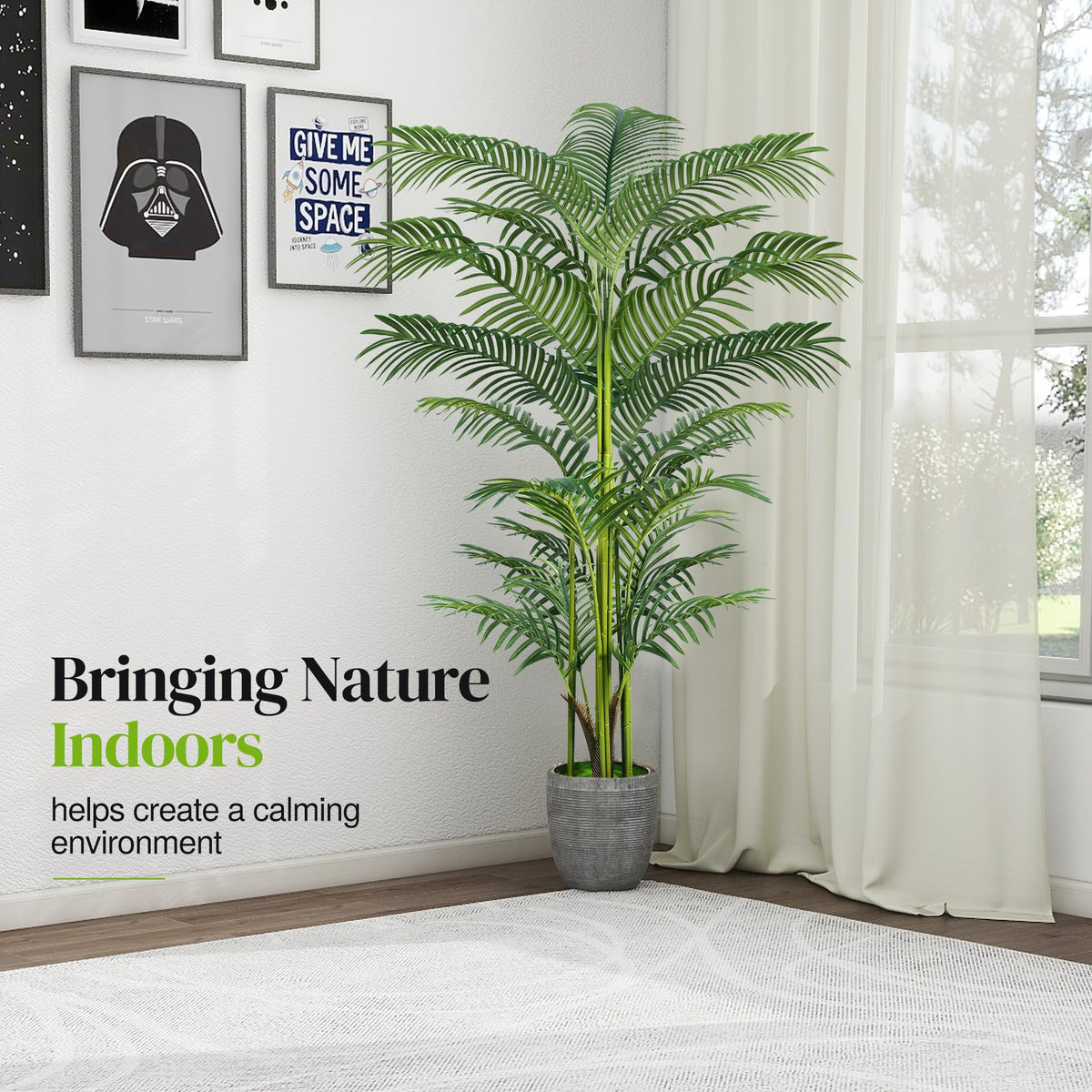 Suntee palm tree setup idea for living rooms and entryways.