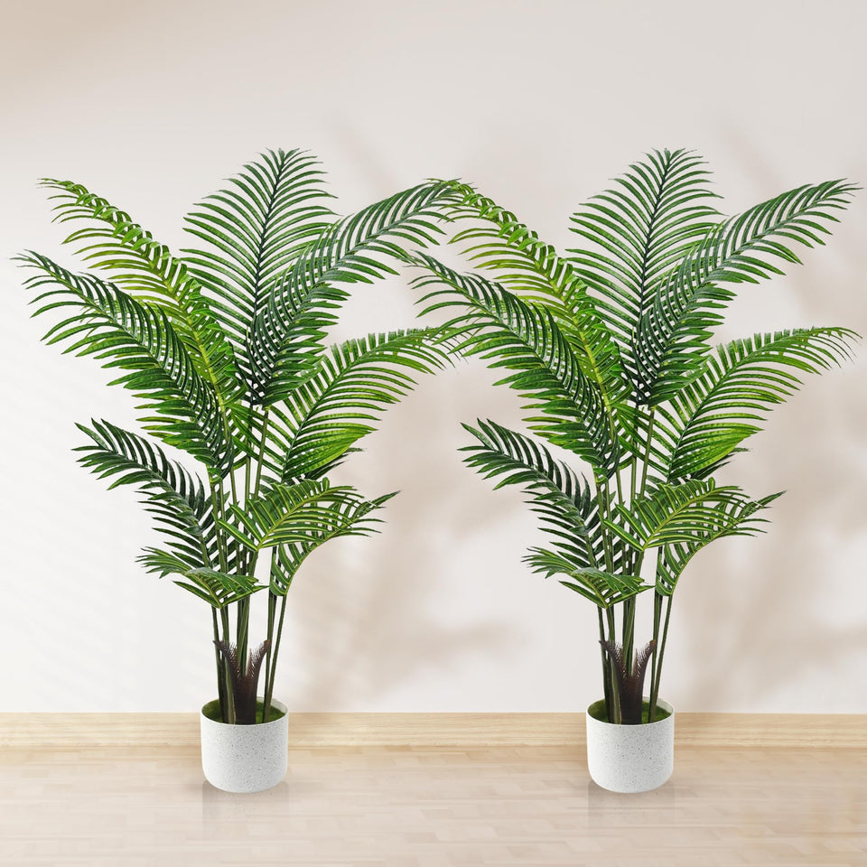 Suntee artificial palm tree 4ft with white planter for maintenance-free indoor greenery.