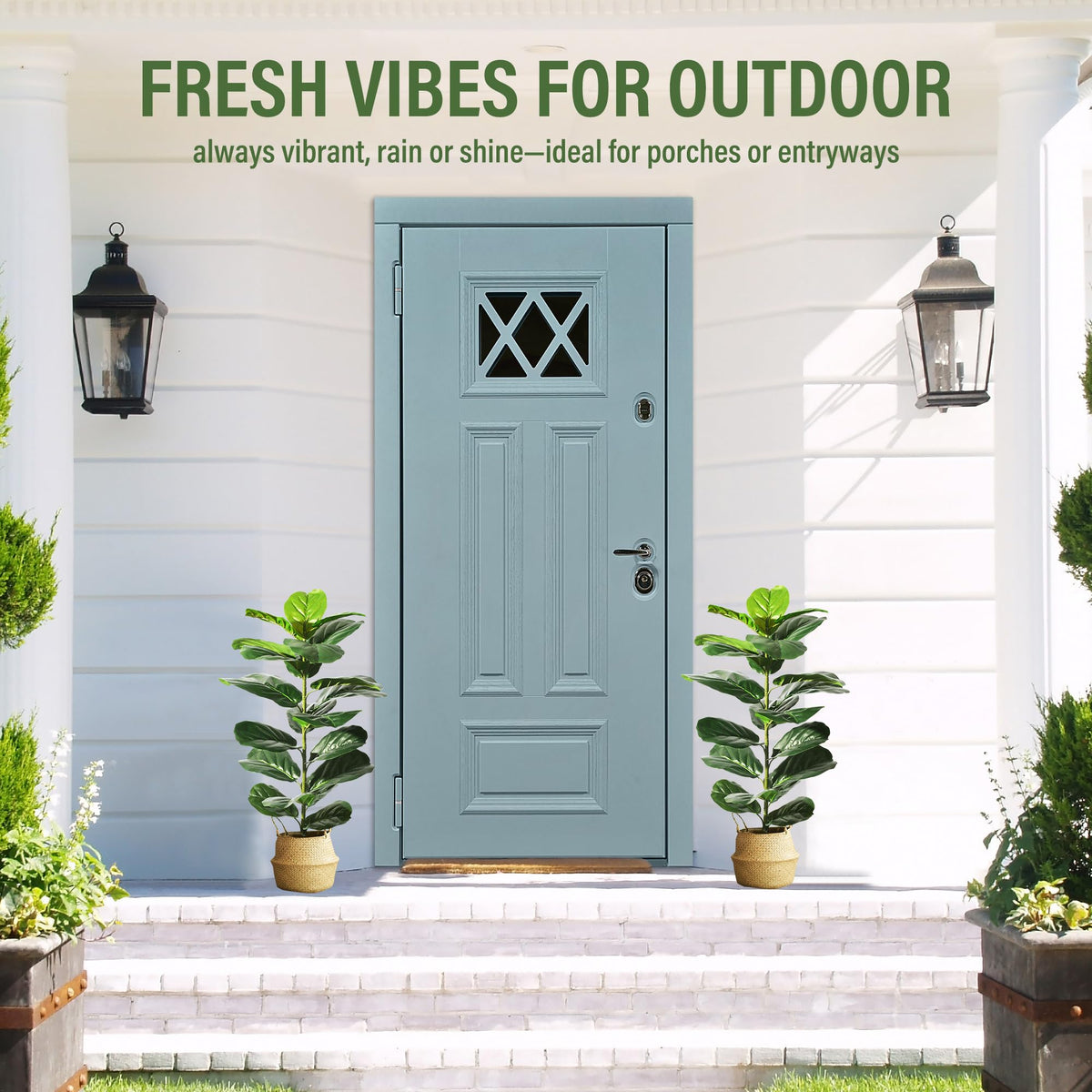Suntee two-pack faux trees suit modern, boho, and farmhouse interiors.