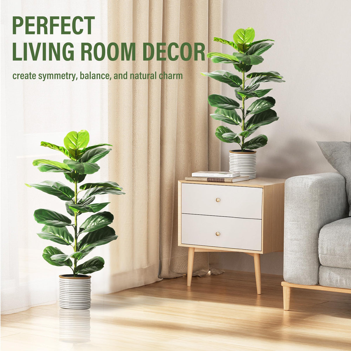 Suntee sturdy concrete pots keep floor plants stable in any room.