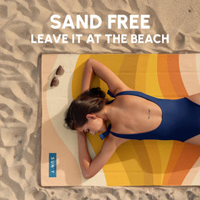 SUN'Y lightweight travel towel folds into a compact bag-ready companion.