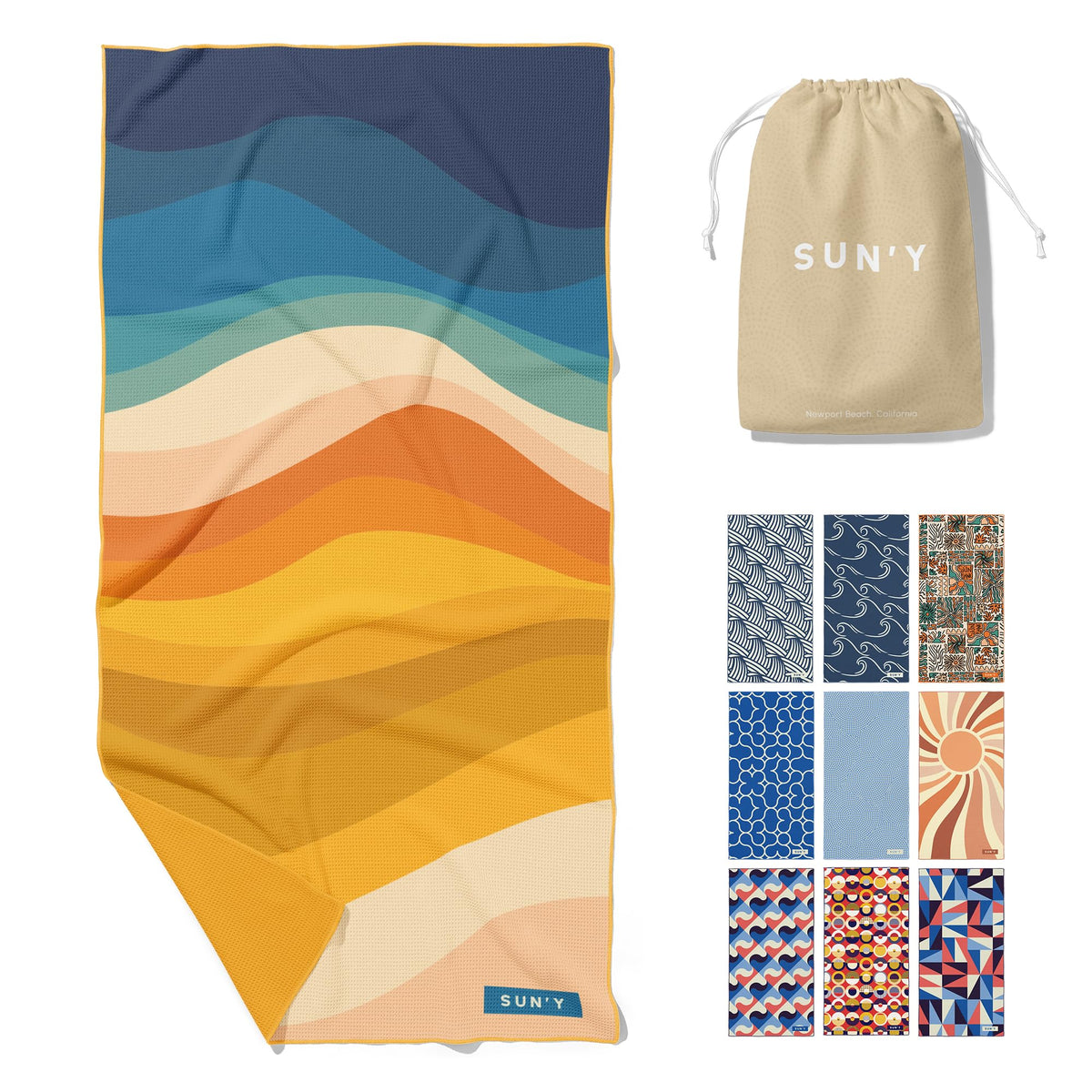 SUN'Y waffle microfiber beach towel sand-free for clean, effortless days.