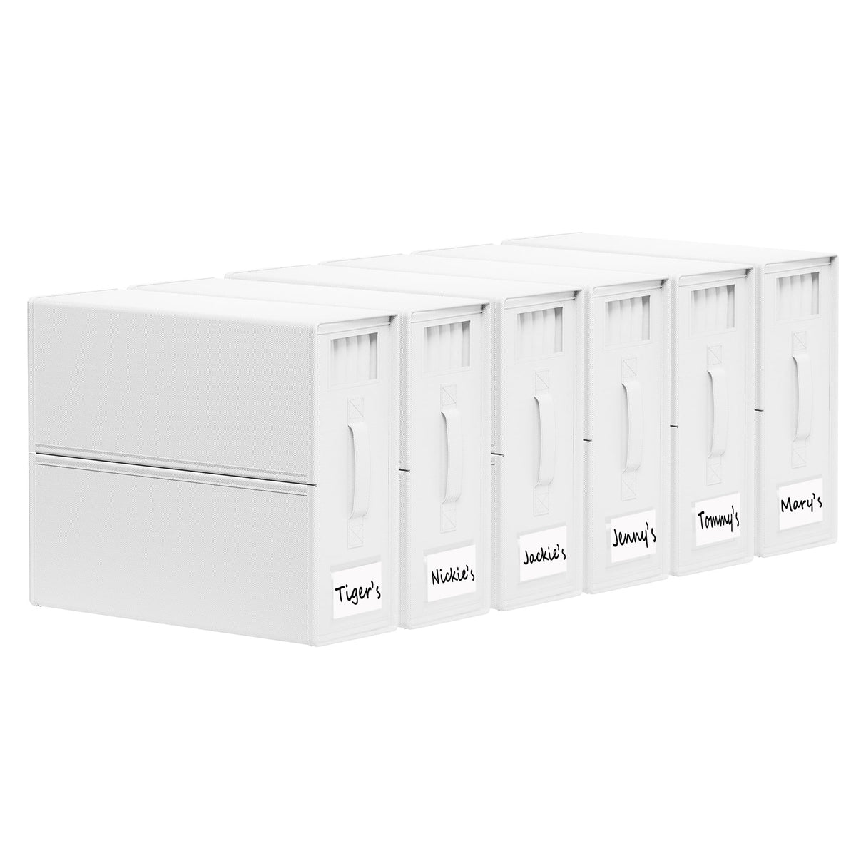 SUOCO SheetCube six-pack front view showing organized linen storage