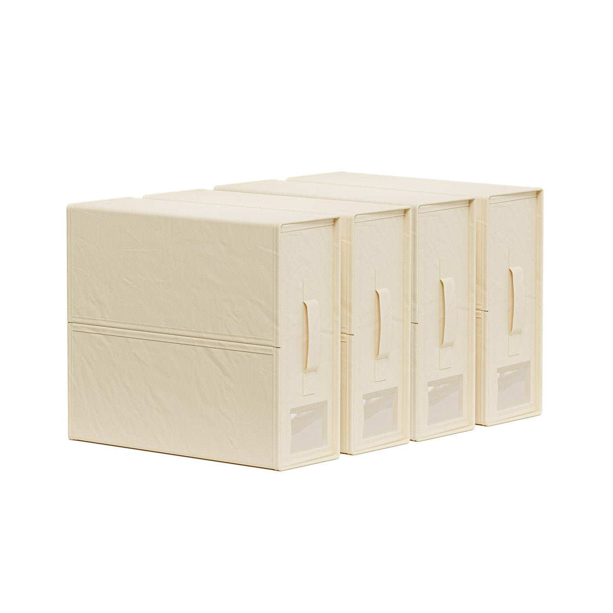 SUOCO SheetCube beige organizer with window for quick sheet set access