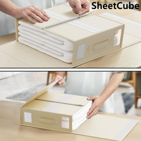 SUOCO SheetCube dimensions show fit for most closets and shelves