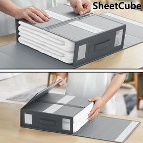 SUOCO SheetCube labeled handles help you pull out linens easily.