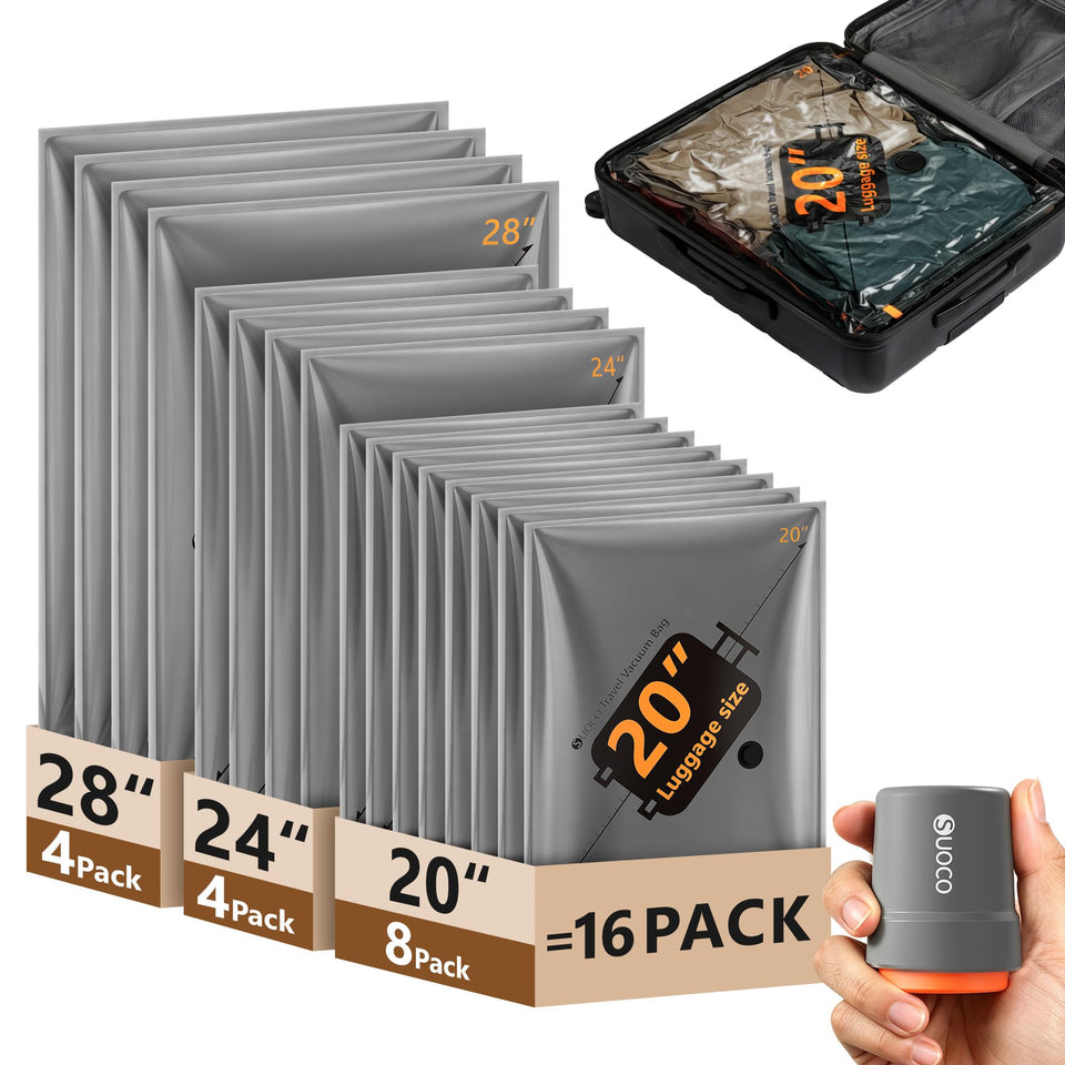 SUOCO travel vacuum bags in suitcase save space on trips