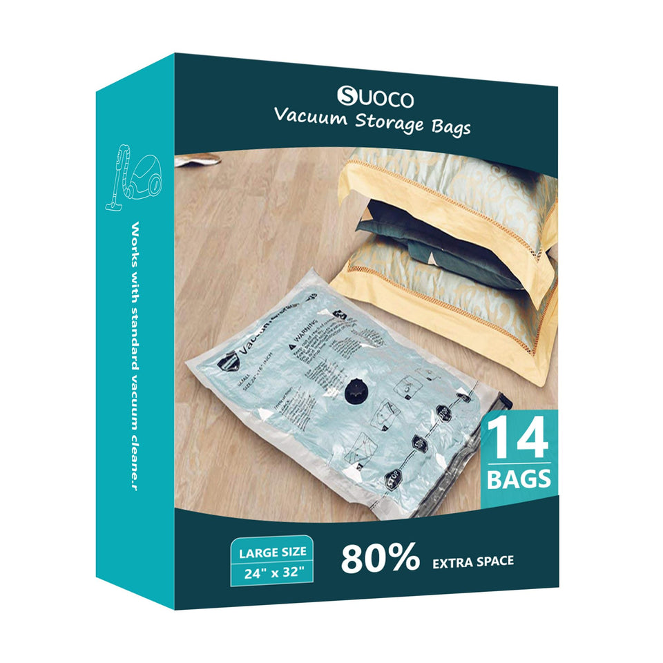 SUOCO vacuum bags showing the secure closure system for airtight storage.