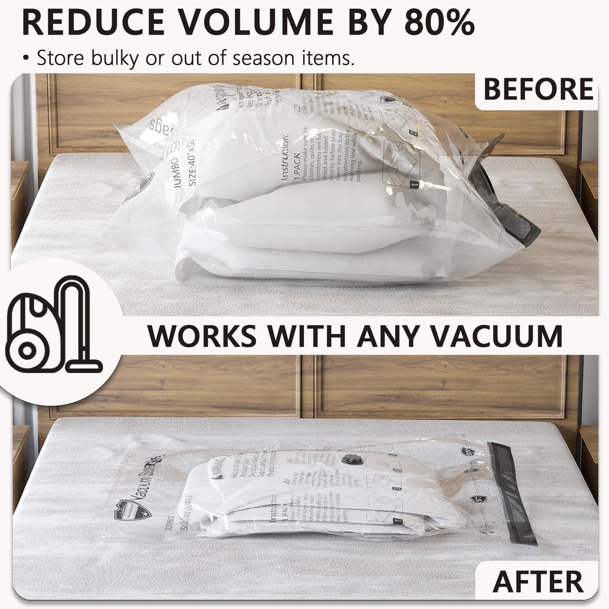 SUOCO vacuum bags showing a double zip seal for secure air expulsion.