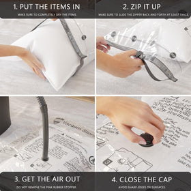 SUOCO vacuum bags with included hand pump for easy setup.