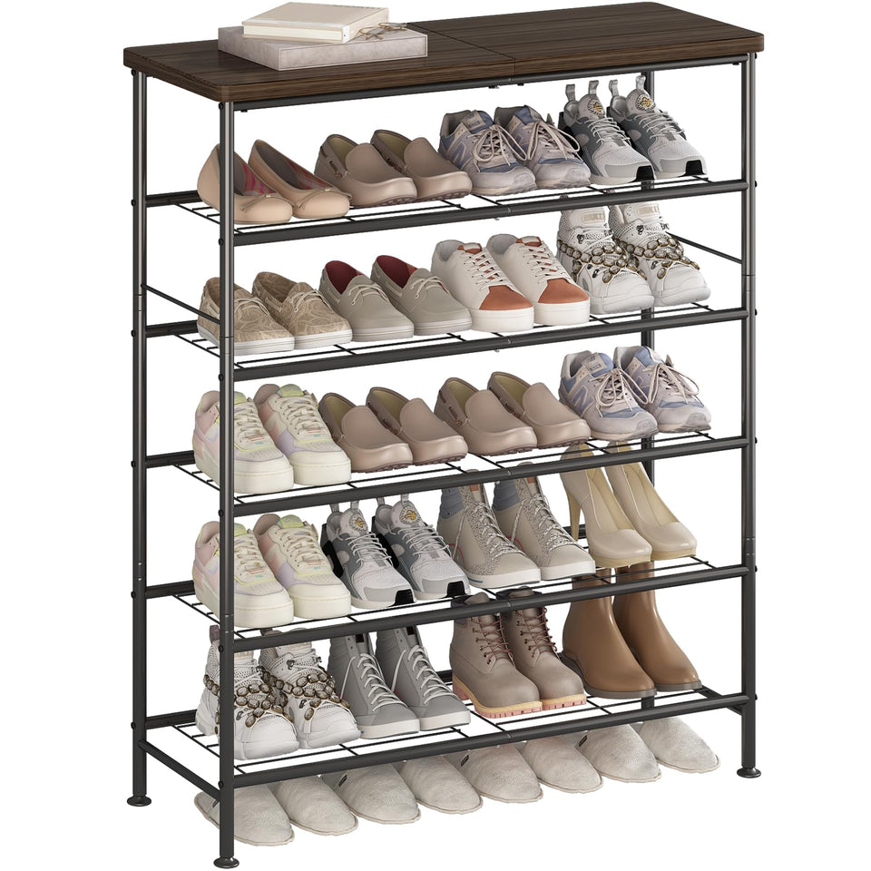 SUOERNUO six-tier shoe rack with metal frame for organized entryways