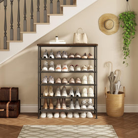 SUOERNUO six-tier rack assembled view in black finish