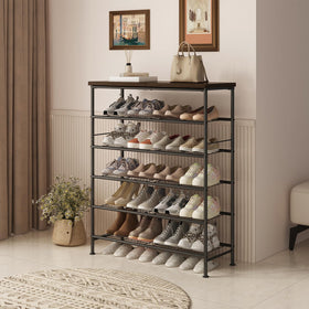 SUOERNUO shoe rack with MDF top enhances closet organization and surface utility