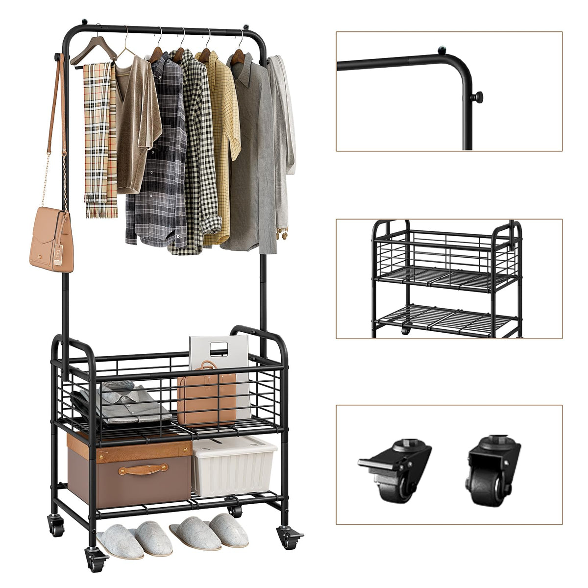 SUOERNUO wheels with brakes keep the cart secure when needed