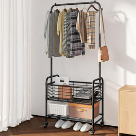 SUOERNUO rolling laundry hamper sorter with bottom shelf adds extra storage