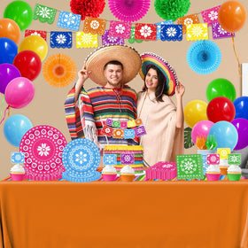 SUOQUJE paper fans brighten the scene with colorful Mexican-inspired detail for celebrations.