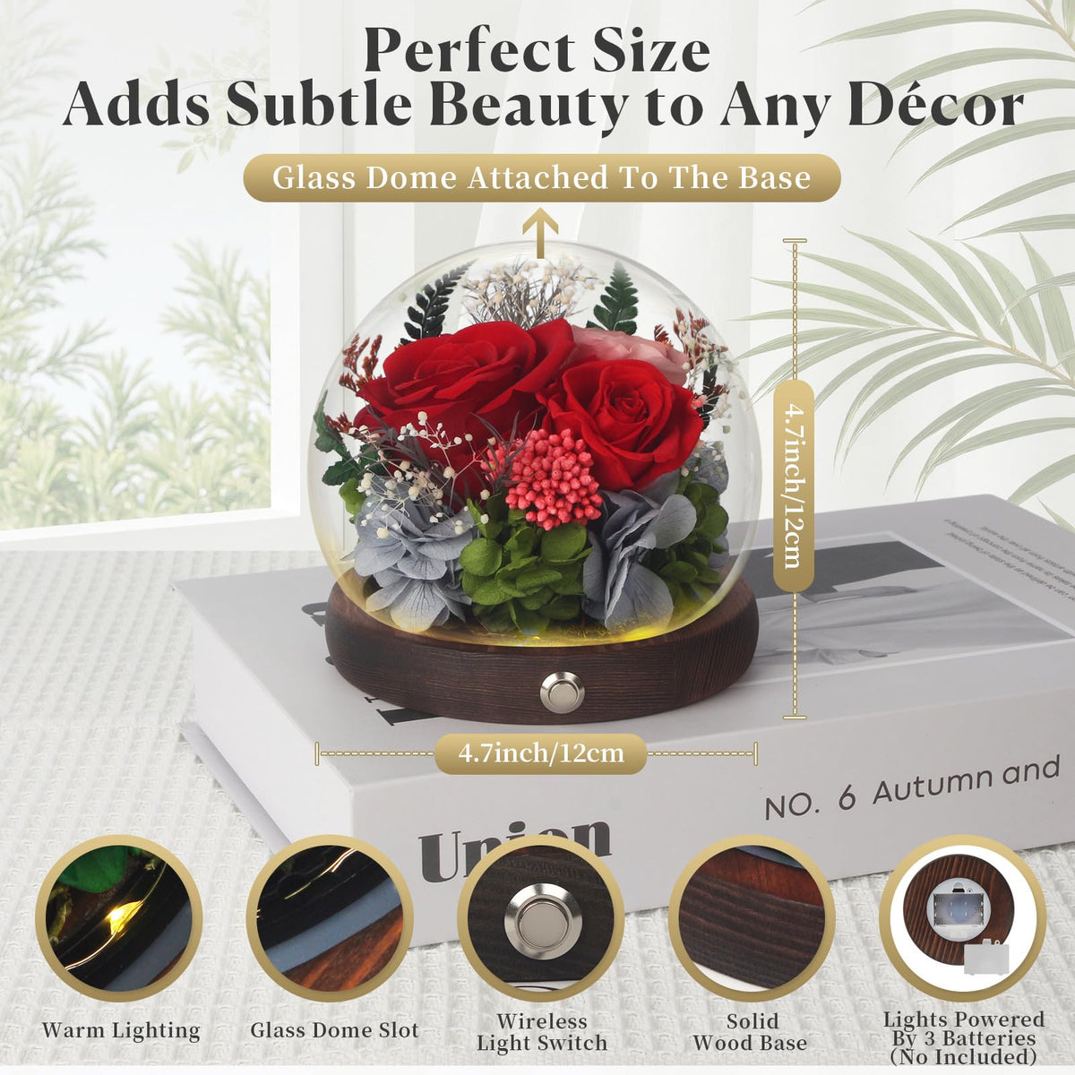 SUOSIHUALI preserved rose trio arrangement ideal as gift centerpiece