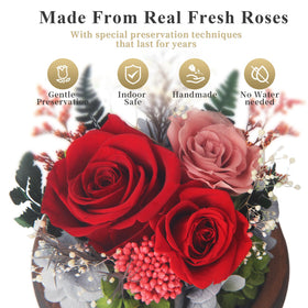 SUOSIHUALI rose dome on wooden base with warm LED light for ambiance