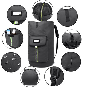 SUOVOCK backpack front pocket keeps laundry essentials organized.