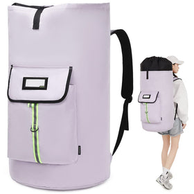 SUOVOCK laundry bag backpack front pocket keeps detergents organized and accessible.