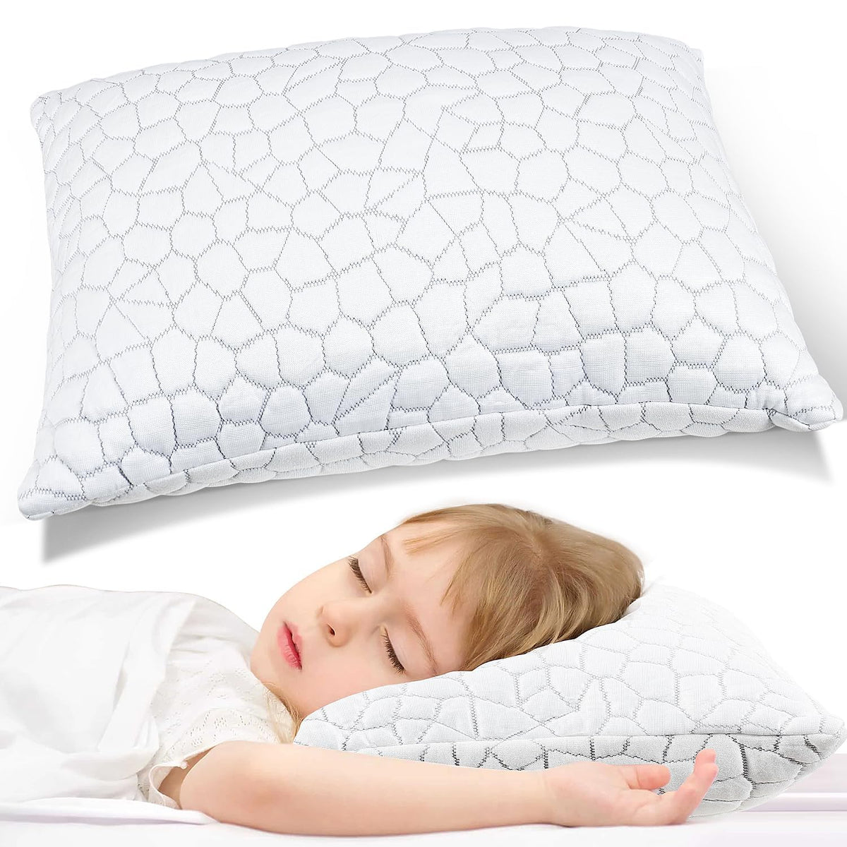 SUPA MODERN cooling bed pillow unfolded showing cooling surface and soft shredded memory foam comfort