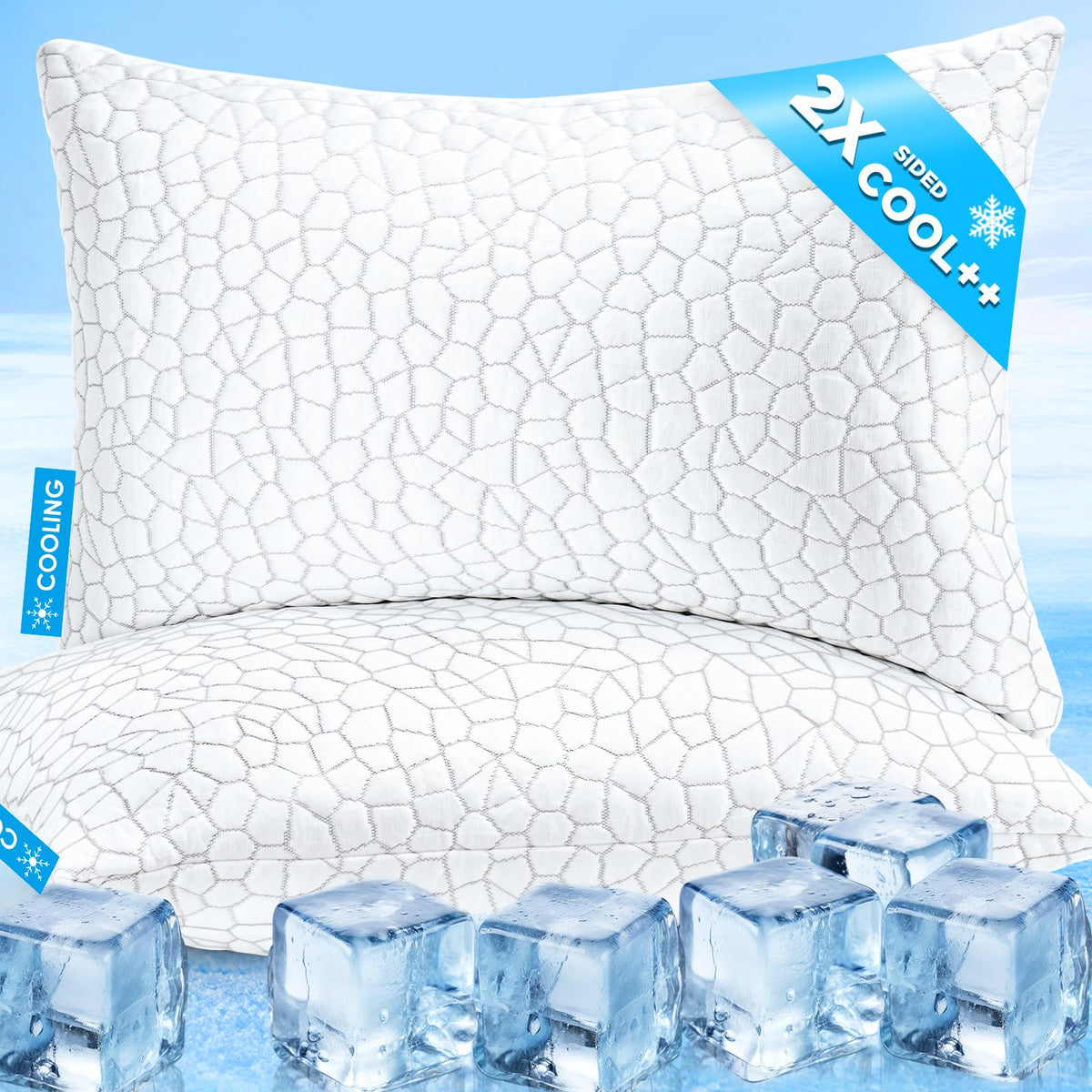 Supa Modern cooling pillow side view demonstrates neck support for side sleepers.