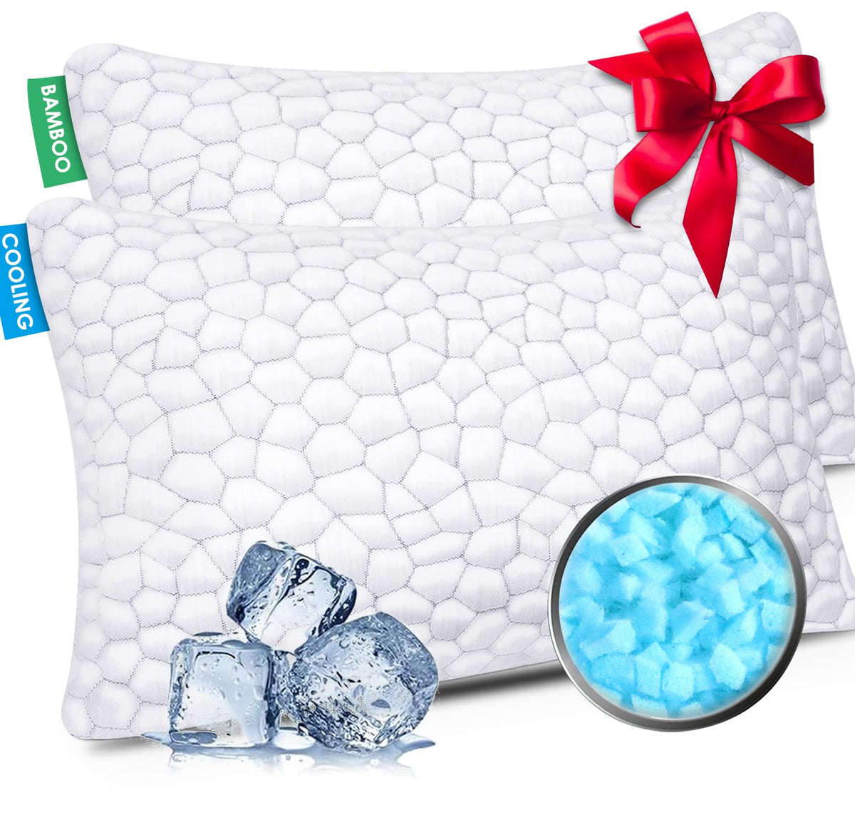 Supa Modern cooling pillow set of 2, front view, cool and breathable for hot sleepers