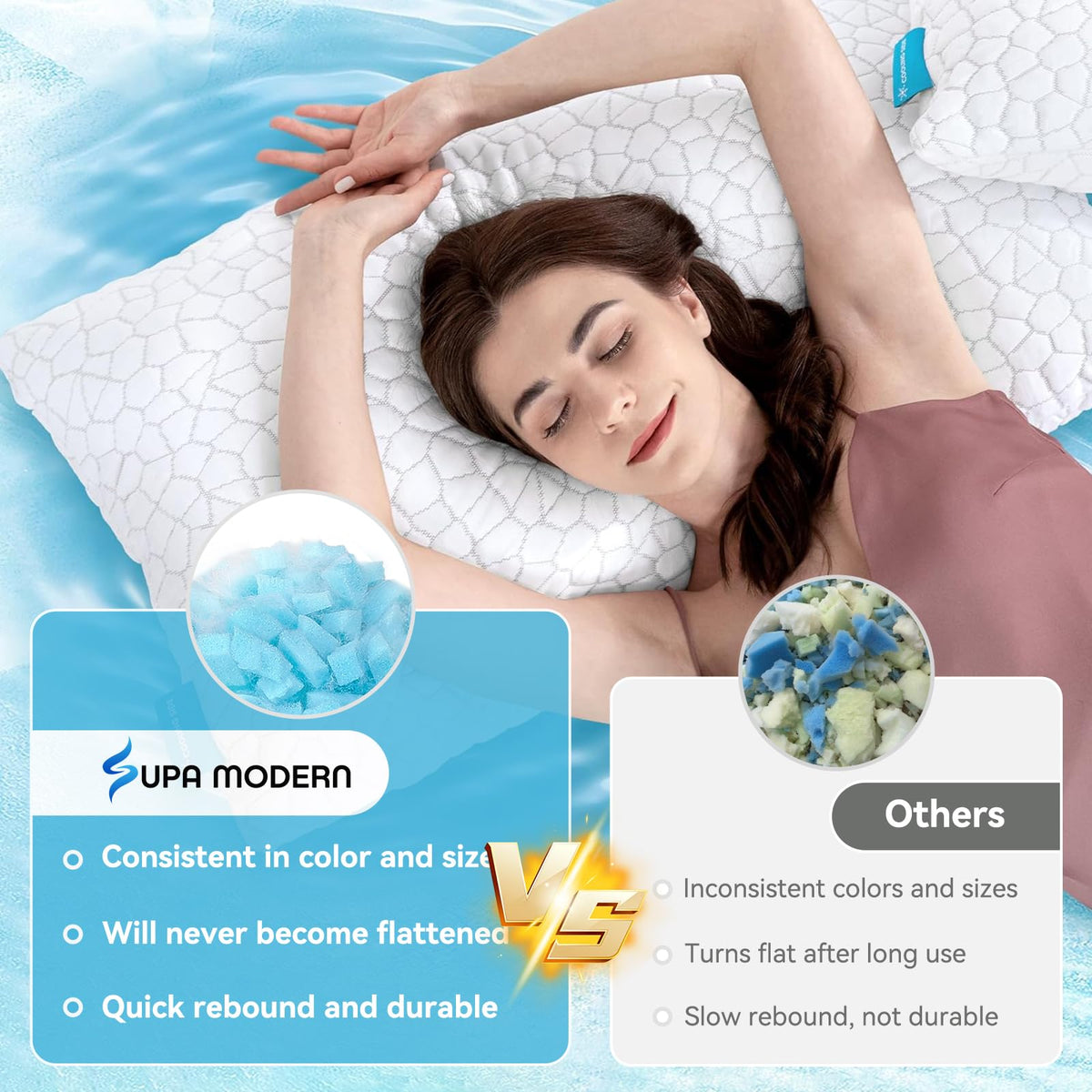 SUPA MODERN pillow ideal for hot sleepers, king size.